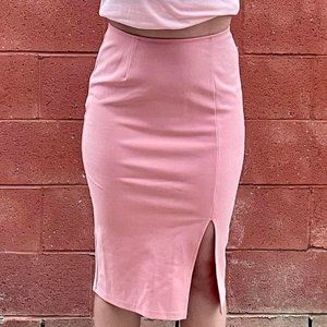 Pink Bodycon Midi Skirt